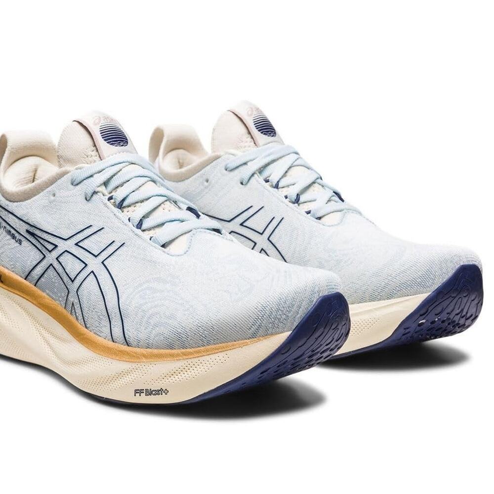 ASICS Women's Gel-Nimbus 25 Running Shoes, 8 US , Sky/Cream